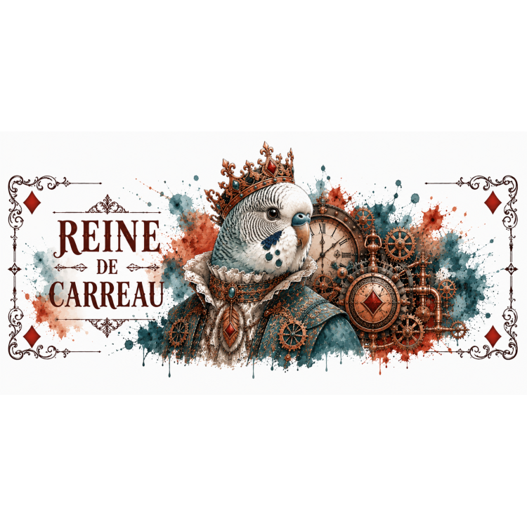 Mug Reine de Carreau – Perruche Steampunk | VISUAI
