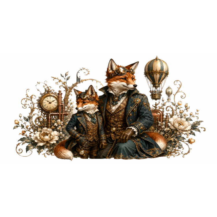 Mug Deux renard – Animaux Steampunk
