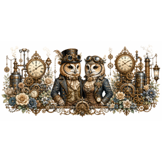 Mug Deux chouettes – Animaux Steampunk