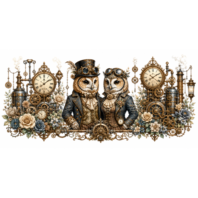 Mug Deux chouettes – Animaux Steampunk