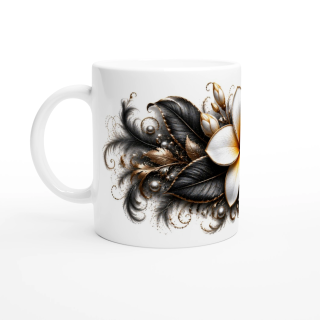 Frangipanier de Minuit – Mug Panoramique Tropical | Éclats de Paradis Noir | VISUAI