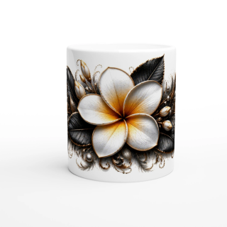 Frangipanier de Minuit – Mug Panoramique Tropical | Éclats de Paradis Noir | VISUAI