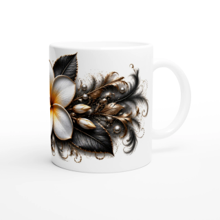 Frangipanier de Minuit – Mug Panoramique Tropical | Éclats de Paradis Noir | VISUAI