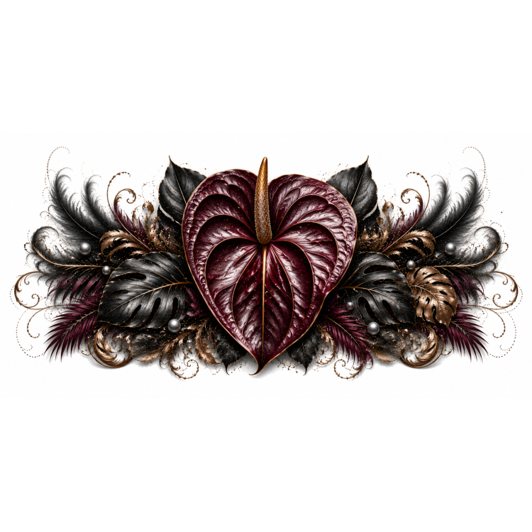 Anthurium Impérial Pourpre – Mug Panoramique Tropical | Éclats de Paradis Noir | VISUAI