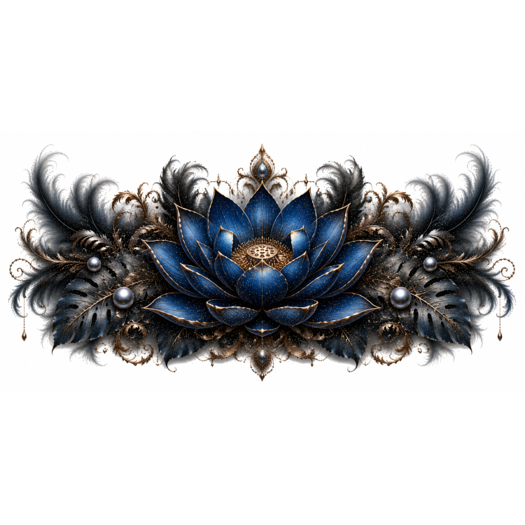 Lotus Saphir Éternel – Mug Panoramique Tropical | Éclats de Paradis Noir | VISUAI