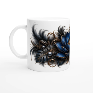 Lotus Saphir Éternel – Mug Panoramique Tropical | Éclats de Paradis Noir | VISUAI