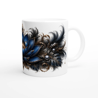 Lotus Saphir Éternel – Mug Panoramique Tropical | Éclats de Paradis Noir | VISUAI