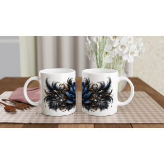Lotus Saphir Éternel – Mug Panoramique Tropical | Éclats de Paradis Noir | VISUAI