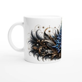Lys Céleste Azur – Mug Panoramique Tropical | Éclats de Paradis Noir | VISUAI
