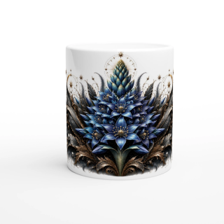 Lys Céleste Azur – Mug Panoramique Tropical | Éclats de Paradis Noir | VISUAI