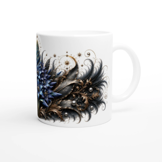 Lys Céleste Azur – Mug Panoramique Tropical | Éclats de Paradis Noir | VISUAI
