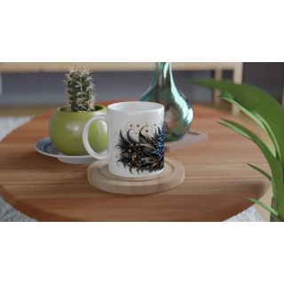 Lys Céleste Azur – Mug Panoramique Tropical | Éclats de Paradis Noir | VISUAI