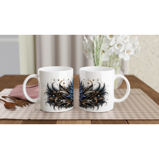 Lys Céleste Azur – Mug Panoramique Tropical | Éclats de Paradis Noir | VISUAI