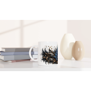 Lys Céleste Azur – Mug Panoramique Tropical | Éclats de Paradis Noir | VISUAI