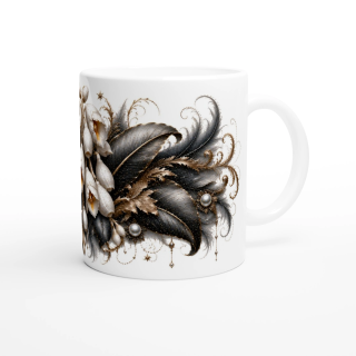 Clochettes de Lune – Mug Panoramique Floral Élégant | Éclats de Paradis Noir | VISUAI