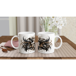 Clochettes de Lune – Mug Panoramique Floral Élégant | Éclats de Paradis Noir | VISUAI