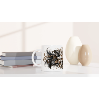 Clochettes de Lune – Mug Panoramique Floral Élégant | Éclats de Paradis Noir | VISUAI