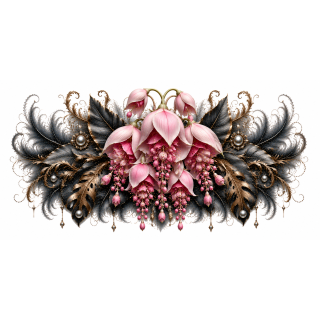 Cascade Rosée – Mug Panoramique Floral Rose Élégant | Éclats de Paradis Noir | VISUAI