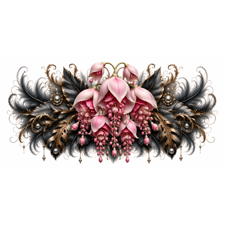 Cascade Rosée – Mug Panoramique Floral Rose Élégant | Éclats de Paradis Noir | VISUAI