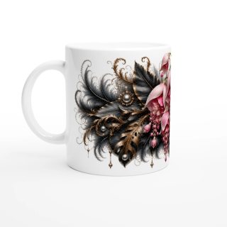 Cascade Rosée – Mug Panoramique Floral Rose Élégant | Éclats de Paradis Noir | VISUAI