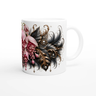 Cascade Rosée – Mug Panoramique Floral Rose Élégant | Éclats de Paradis Noir | VISUAI