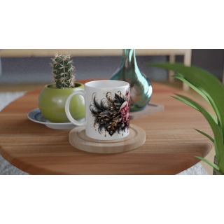 Cascade Rosée – Mug Panoramique Floral Rose Élégant | Éclats de Paradis Noir | VISUAI
