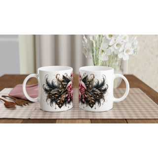 Cascade Rosée – Mug Panoramique Floral Rose Élégant | Éclats de Paradis Noir | VISUAI
