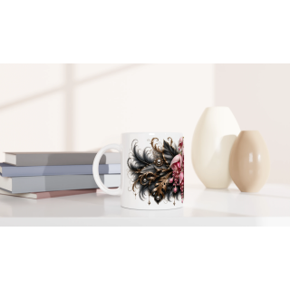 Cascade Rosée – Mug Panoramique Floral Rose Élégant | Éclats de Paradis Noir | VISUAI