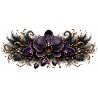 Orchidée de Minuit – Mug Panoramique Orchidée Violette Élégante | Éclats de Paradis Noir | VISUAI