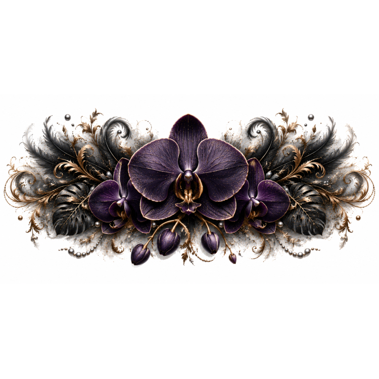 Orchidée de Minuit – Mug Panoramique Orchidée Violette Élégante | Éclats de Paradis Noir | VISUAI