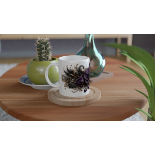 Orchidée de Minuit – Mug Panoramique Orchidée Violette Élégante | Éclats de Paradis Noir | VISUAI