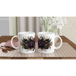 Orchidée de Minuit – Mug Panoramique Orchidée Violette Élégante | Éclats de Paradis Noir | VISUAI