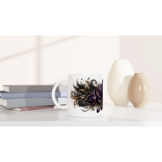 Orchidée de Minuit – Mug Panoramique Orchidée Violette Élégante | Éclats de Paradis Noir | VISUAI