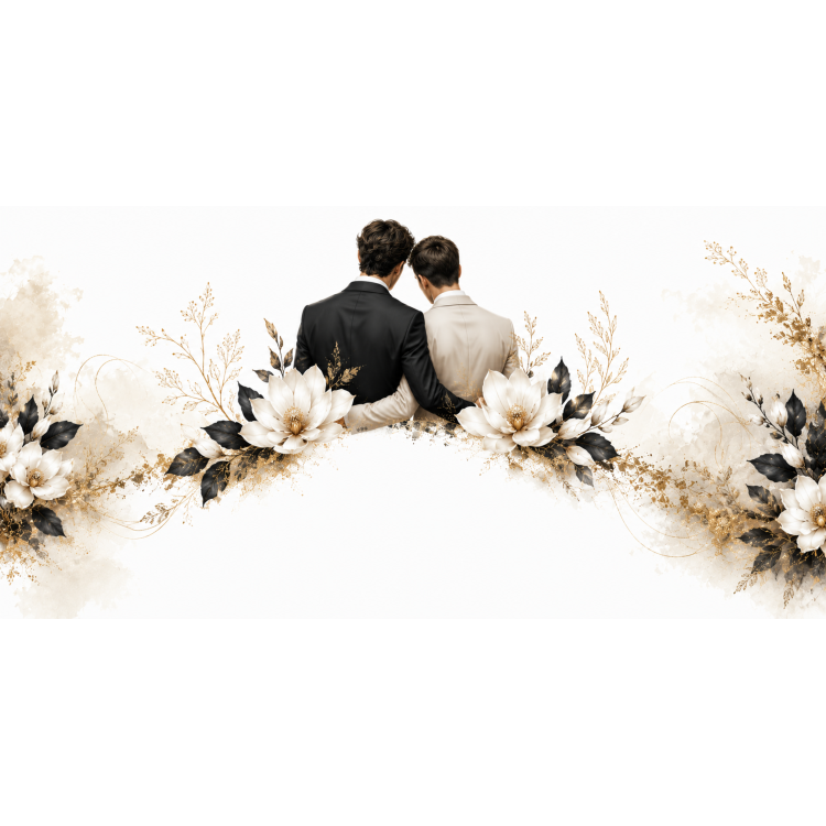 Mug personnalisable Mariage Homme & Homme – Élégance Botanique