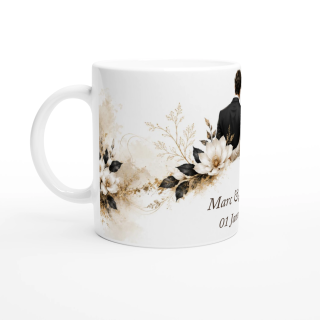 Mug personnalisable Mariage Homme & Homme – Élégance Botanique
