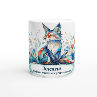 Mug personnalisable Renard Style Vitrail Floral – Les Animaux de Lumière