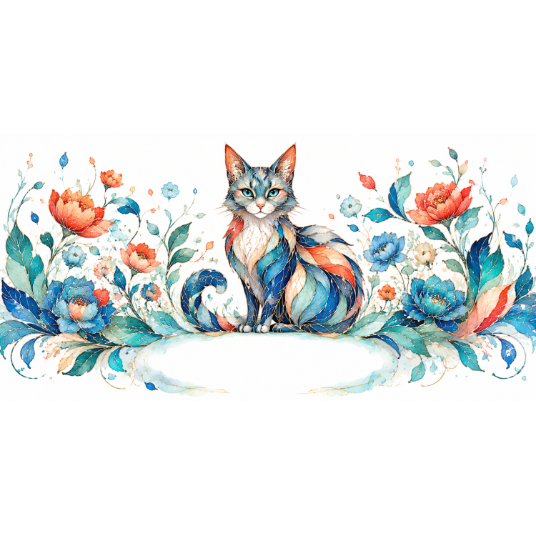 Mug personnalisable Chat Style Vitrail Floral – Les Animaux de Lumière