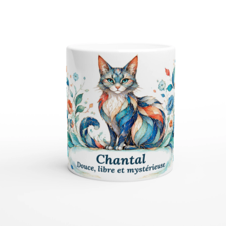 Mug personnalisable Chat Style Vitrail Floral – Les Animaux de Lumière