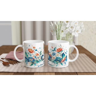 Mug personnalisable Chat Style Vitrail Floral – Les Animaux de Lumière