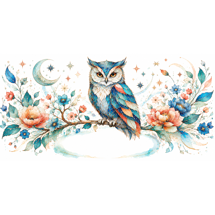 Mug personnalisable Chouette Style Vitrail Floral – Les Animaux de Lumière