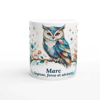 Mug personnalisable Chouette Style Vitrail Floral – Les Animaux de Lumière