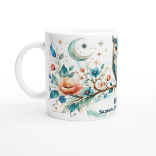 Mug personnalisable Chouette Style Vitrail Floral – Les Animaux de Lumière