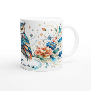 Mug personnalisable Chouette Style Vitrail Floral – Les Animaux de Lumière