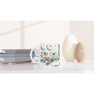 Mug personnalisable Chouette Style Vitrail Floral – Les Animaux de Lumière