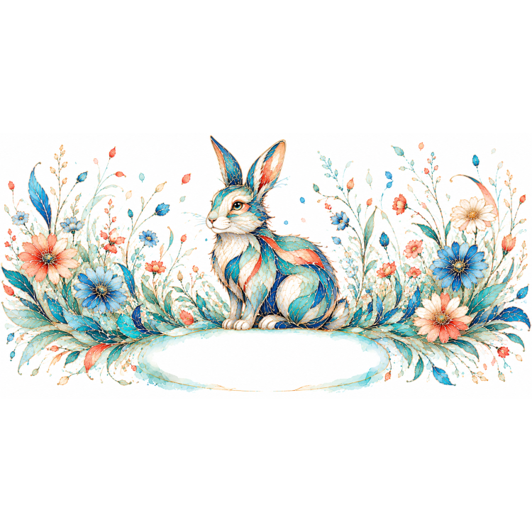 Mug personnalisable Lapin Style Vitrail Floral – Les Animaux de Lumière