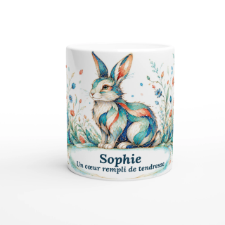 Mug personnalisable Lapin Style Vitrail Floral – Les Animaux de Lumière