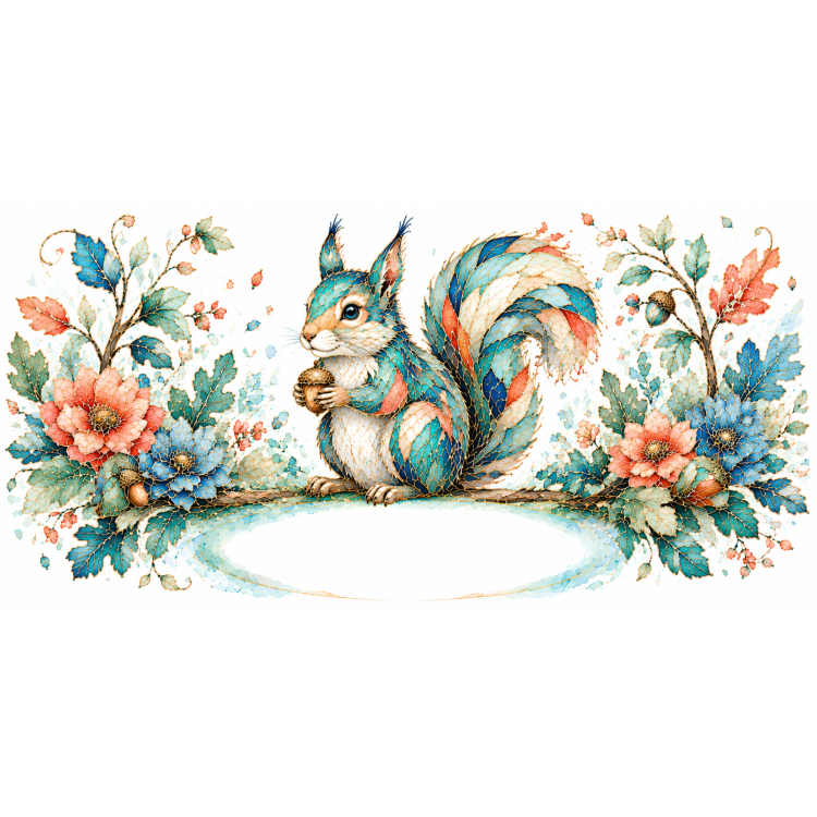 Mug personnalisable Écureuil Style Vitrail Floral – Les Animaux de Lumière