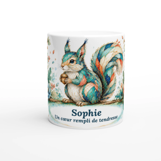 Mug personnalisable Écureuil Style Vitrail Floral – Les Animaux de Lumière