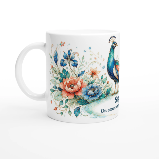 Mug personnalisable Paon Style Vitrail Floral – Les Animaux de Lumière