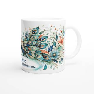 Mug personnalisable Paon Style Vitrail Floral – Les Animaux de Lumière